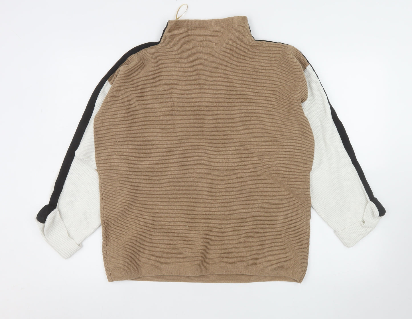 M&Co Women’s Beige High Neck Cotton Knit Jumper Size 14