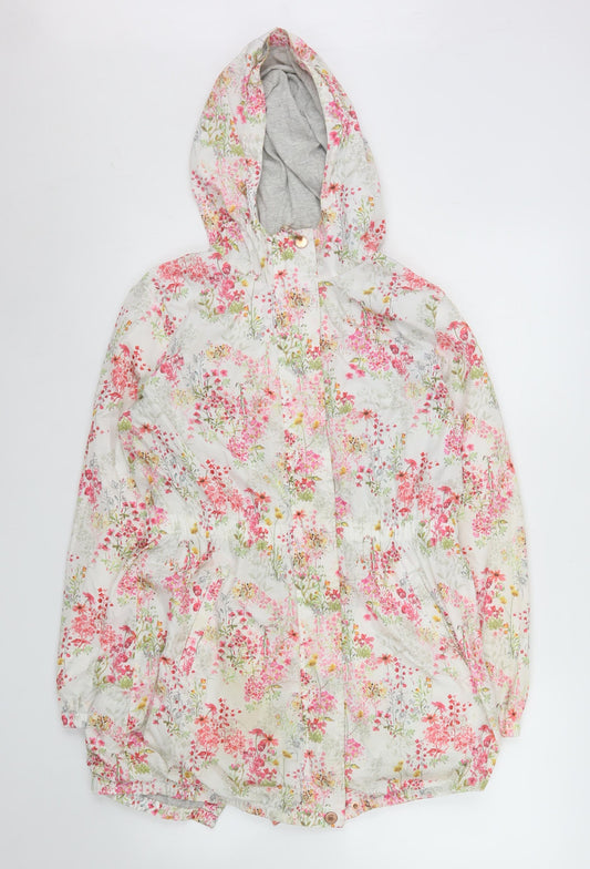 Next Girls Multicoloured Floral Hooded Rain Coat - 13 Years