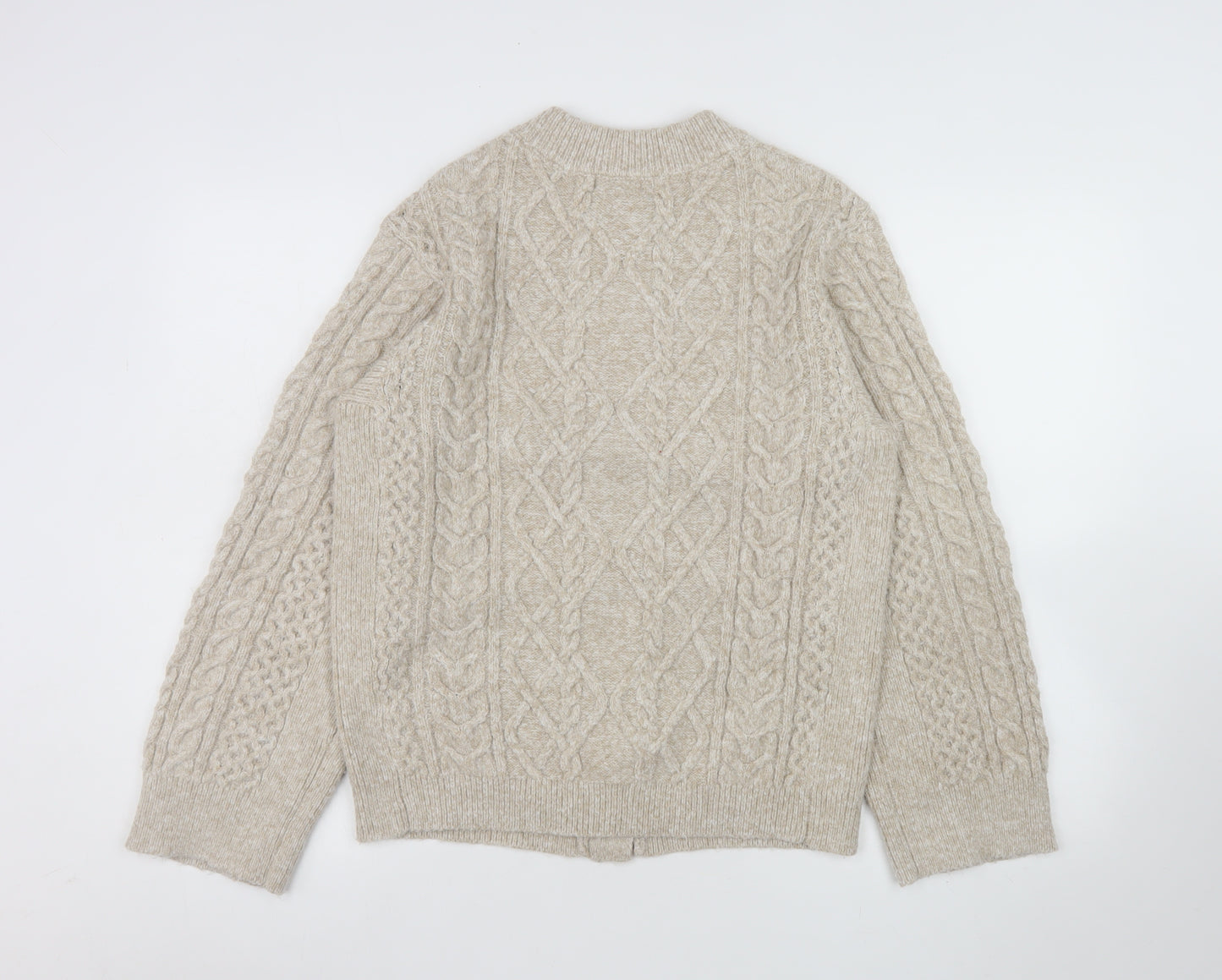 Marks and Spencer Women's Beige Cable Knit Wool Cardigan XS