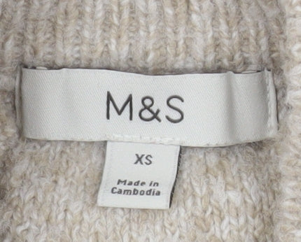 Marks and Spencer Women's Beige Cable Knit Wool Cardigan XS