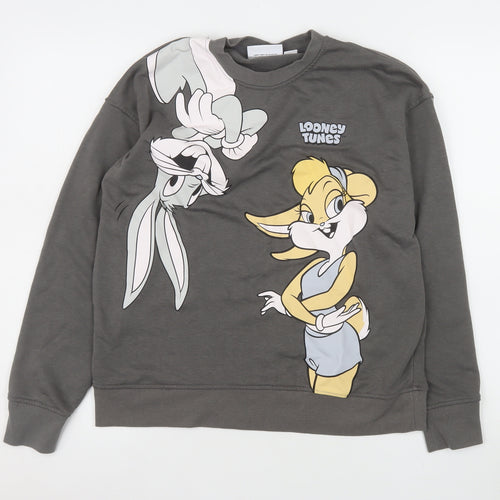Looney Tunes Women's Grey Pullover Sweatshirt XS Bugs Bunny Lola Bunny Graphic