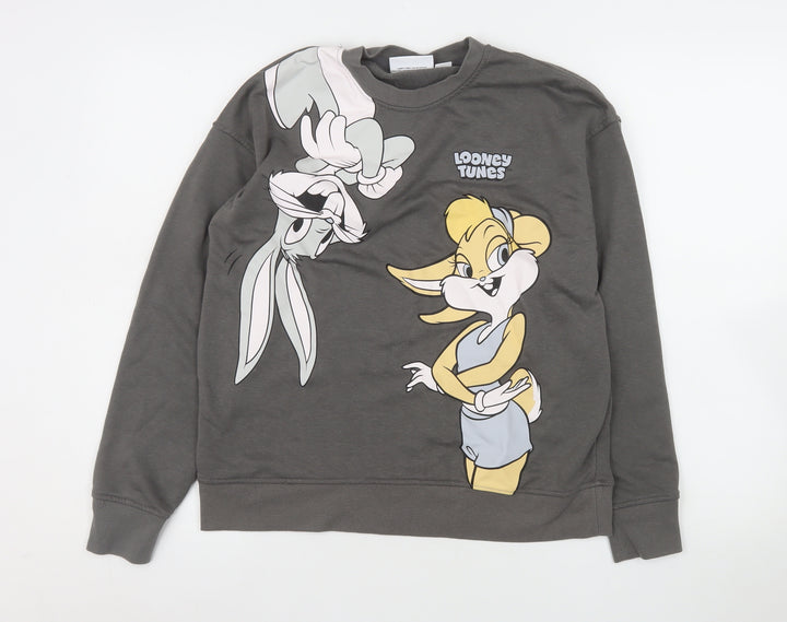 Looney Tunes Women's Grey Pullover Sweatshirt XS Bugs Bunny Lola Bunny Graphic