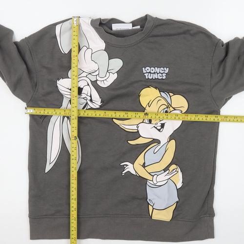 Looney Tunes Women's Grey Pullover Sweatshirt XS Bugs Bunny Lola Bunny Graphic