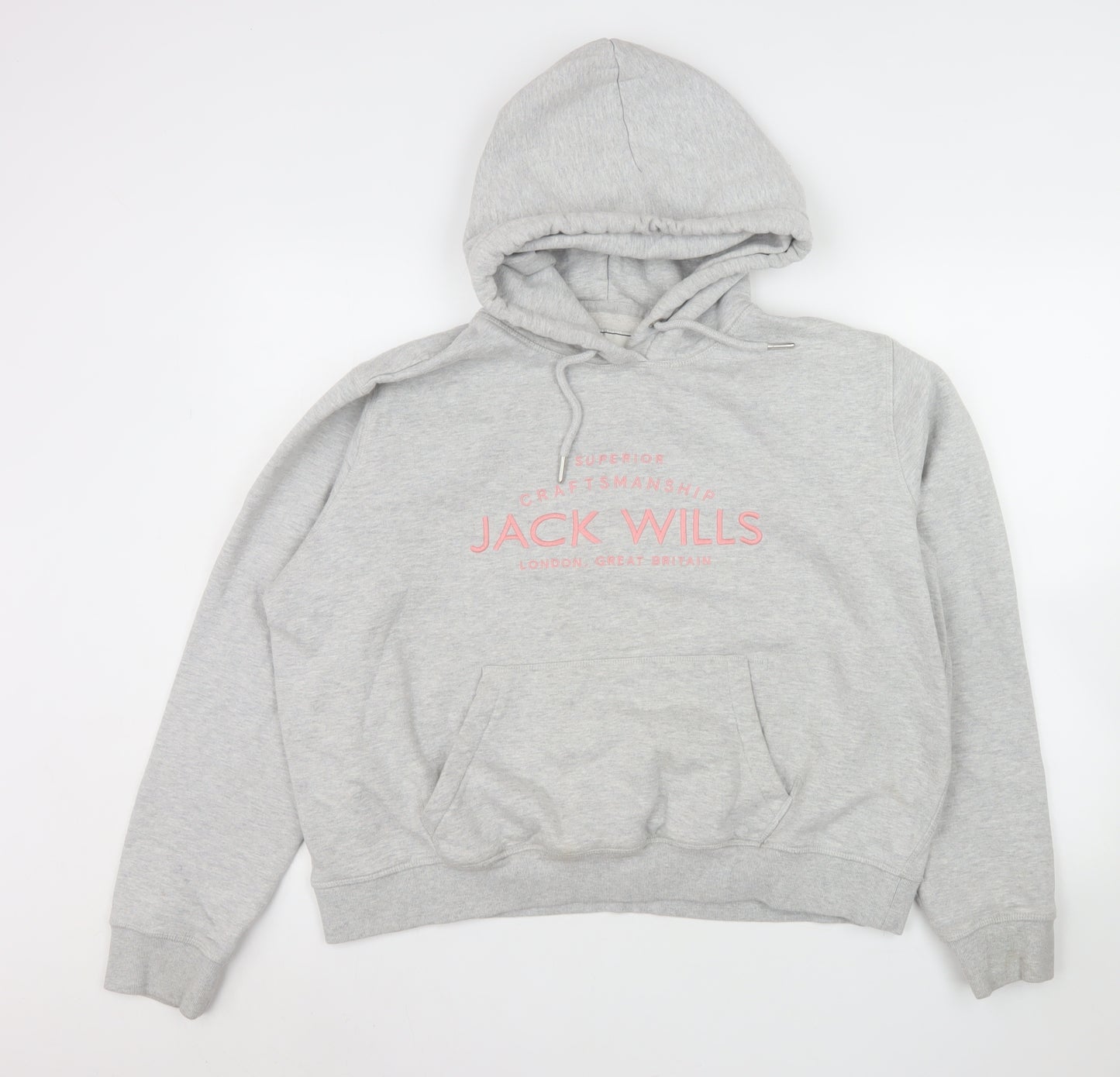 Jack Wills Women Grey Hooded Pullover Hoodie Size 18 Cotton Blend