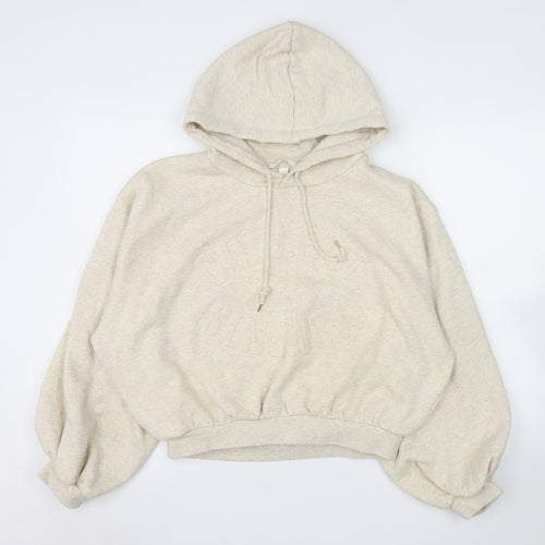 H&M Women’s Beige Pullover Hoodie Medium 60% Cotton Relaxed Fit
