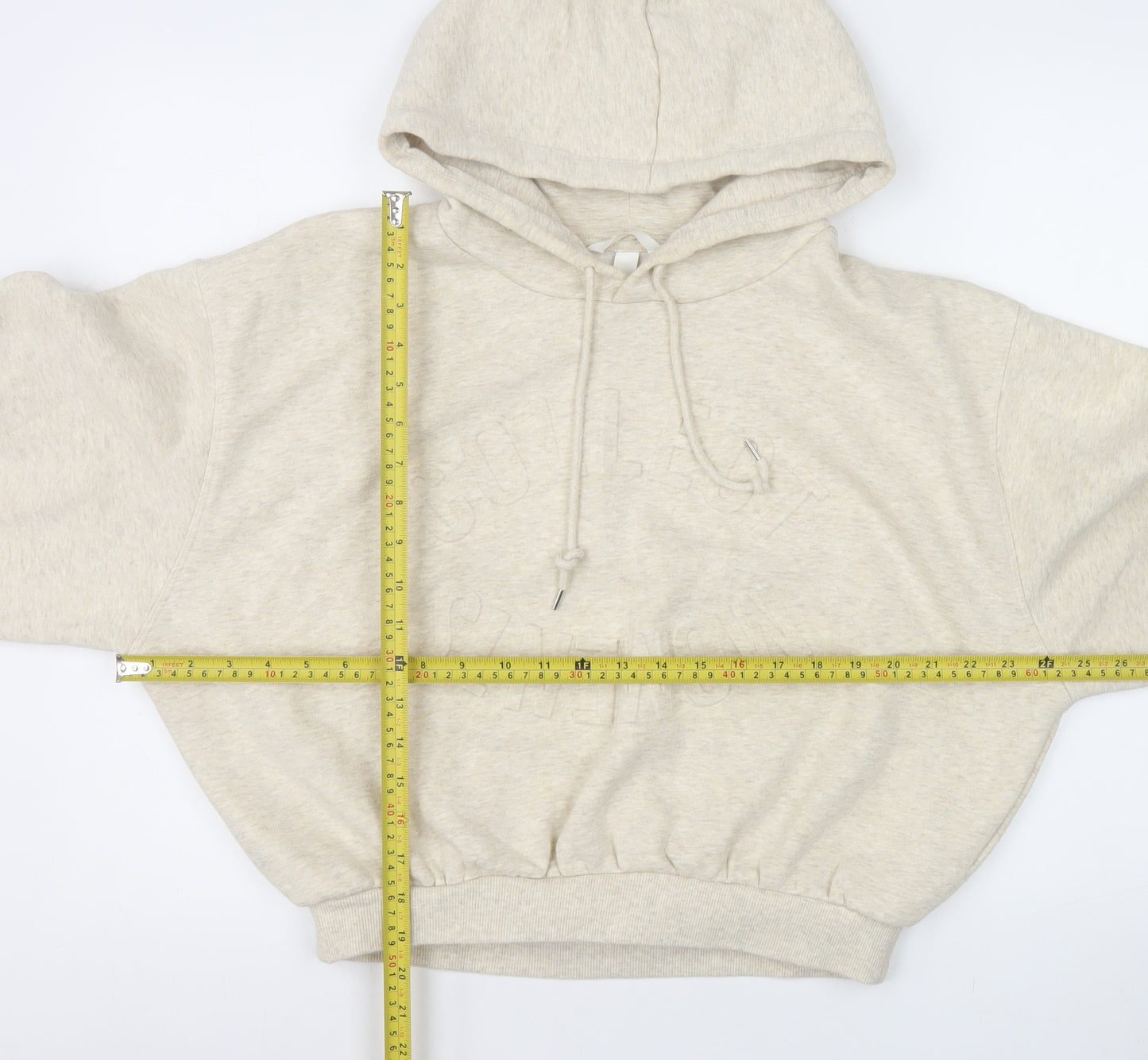H&M Women’s Beige Pullover Hoodie Medium 60% Cotton Relaxed Fit