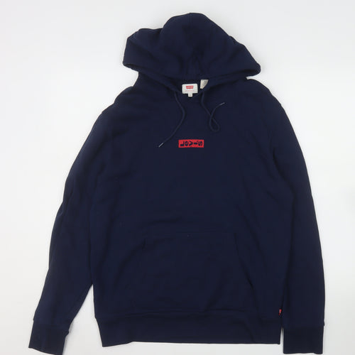 Levi's Men's Blue Pullover Hoodie Small Logo Cotton Sweatshirt
