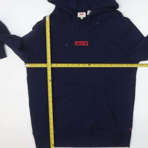 Levi's Men's Blue Pullover Hoodie Small Logo Cotton Sweatshirt