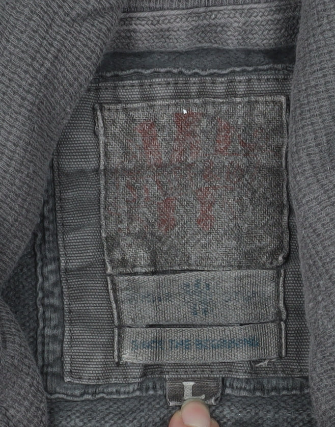 Animal Mens Grey Pullover Hoodie Large Cotton Blend Casual