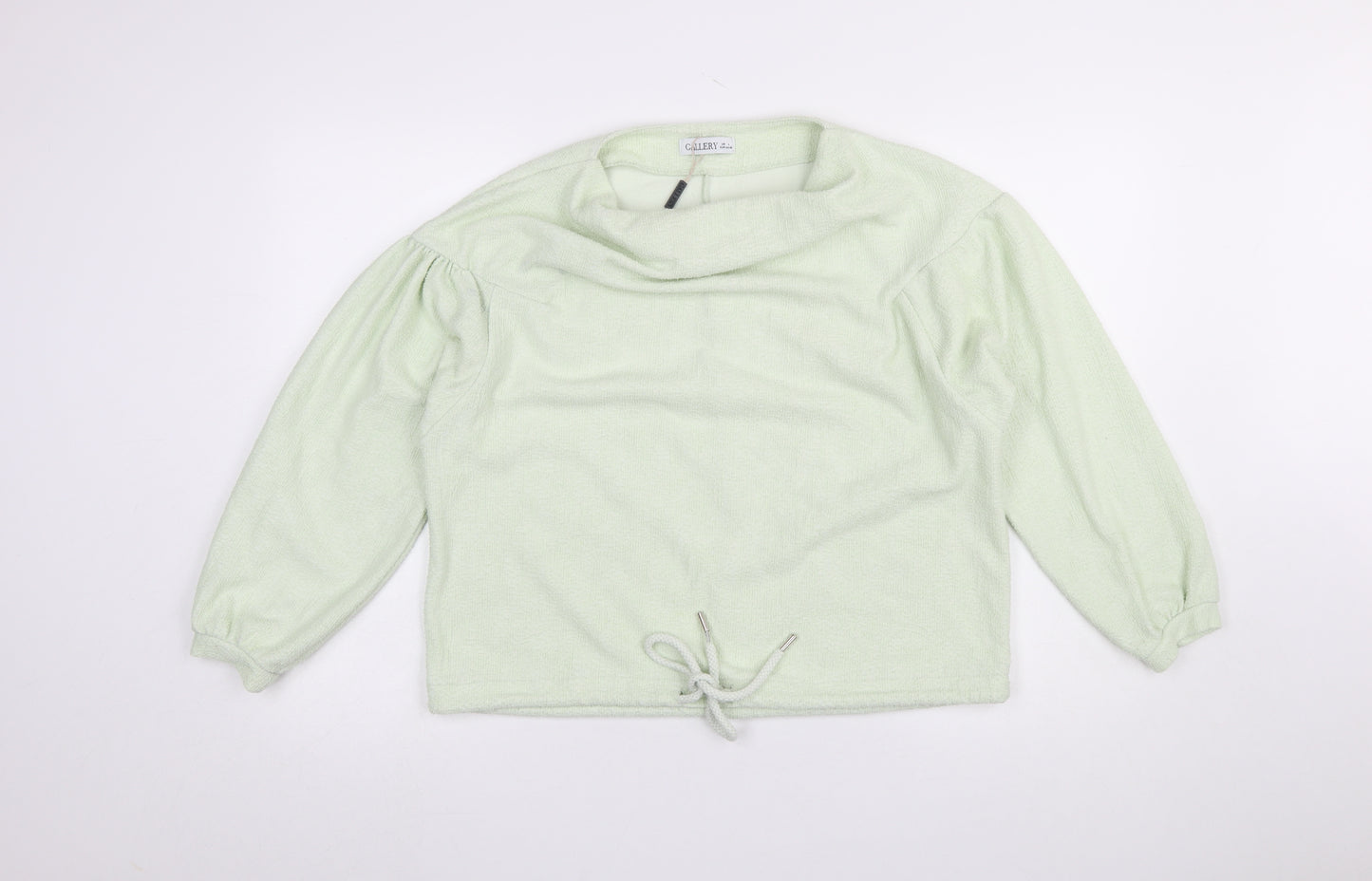 Gallery Women Green Drawstring Cowl Neck Pullover Sweatshirt L