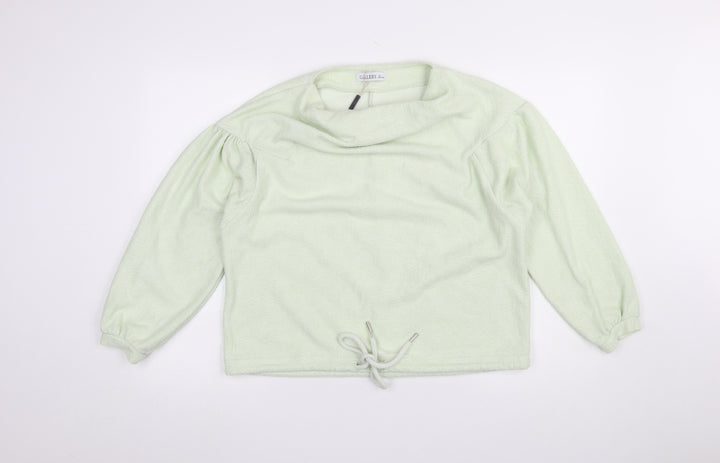Gallery Women Green Drawstring Cowl Neck Pullover Sweatshirt L