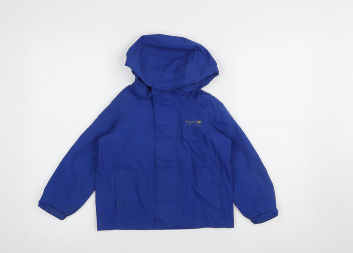 Regatta Boys Blue Waterproof Hooded Rain Coat Jacket 3-4 Years