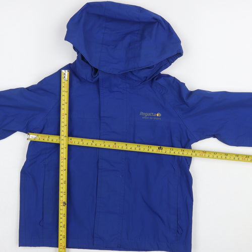 Regatta Boys Blue Waterproof Hooded Rain Coat Jacket 3-4 Years