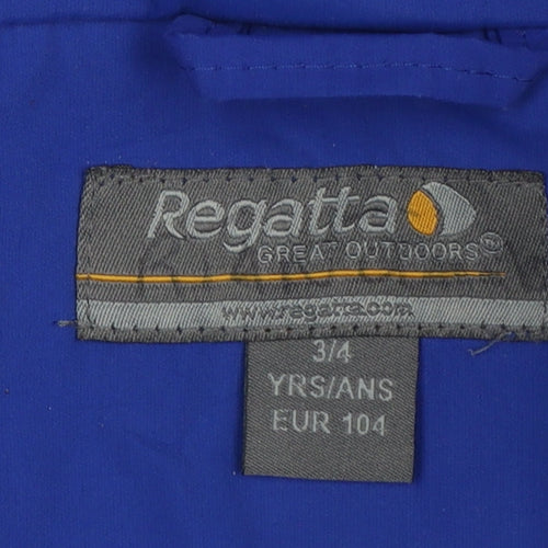 Regatta Boys Blue Waterproof Hooded Rain Coat Jacket 3-4 Years