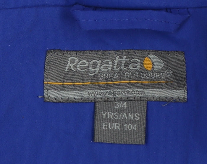 Regatta Boys Blue Waterproof Hooded Rain Coat Jacket 3-4 Years