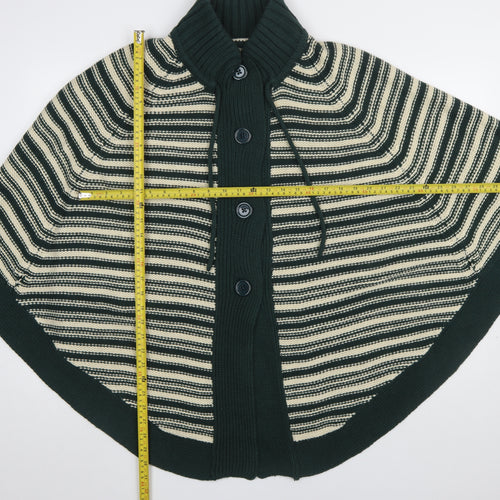 Evans Womens Green Striped Acrylic Cape Jumper Size L