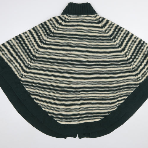 Evans Womens Green Striped Acrylic Cape Jumper Size L