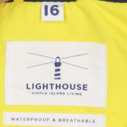 Lighthouse Womens Yellow Waterproof Rain Coat Jacket Size 16 Hooded