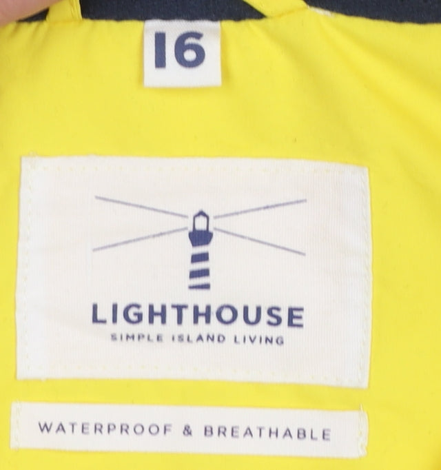 Lighthouse Womens Yellow Waterproof Rain Coat Jacket Size 16 Hooded