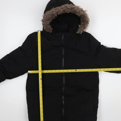 SoulCal & Co Boys Black Hooded Puffer Jacket 11–12 Years Winter Coat