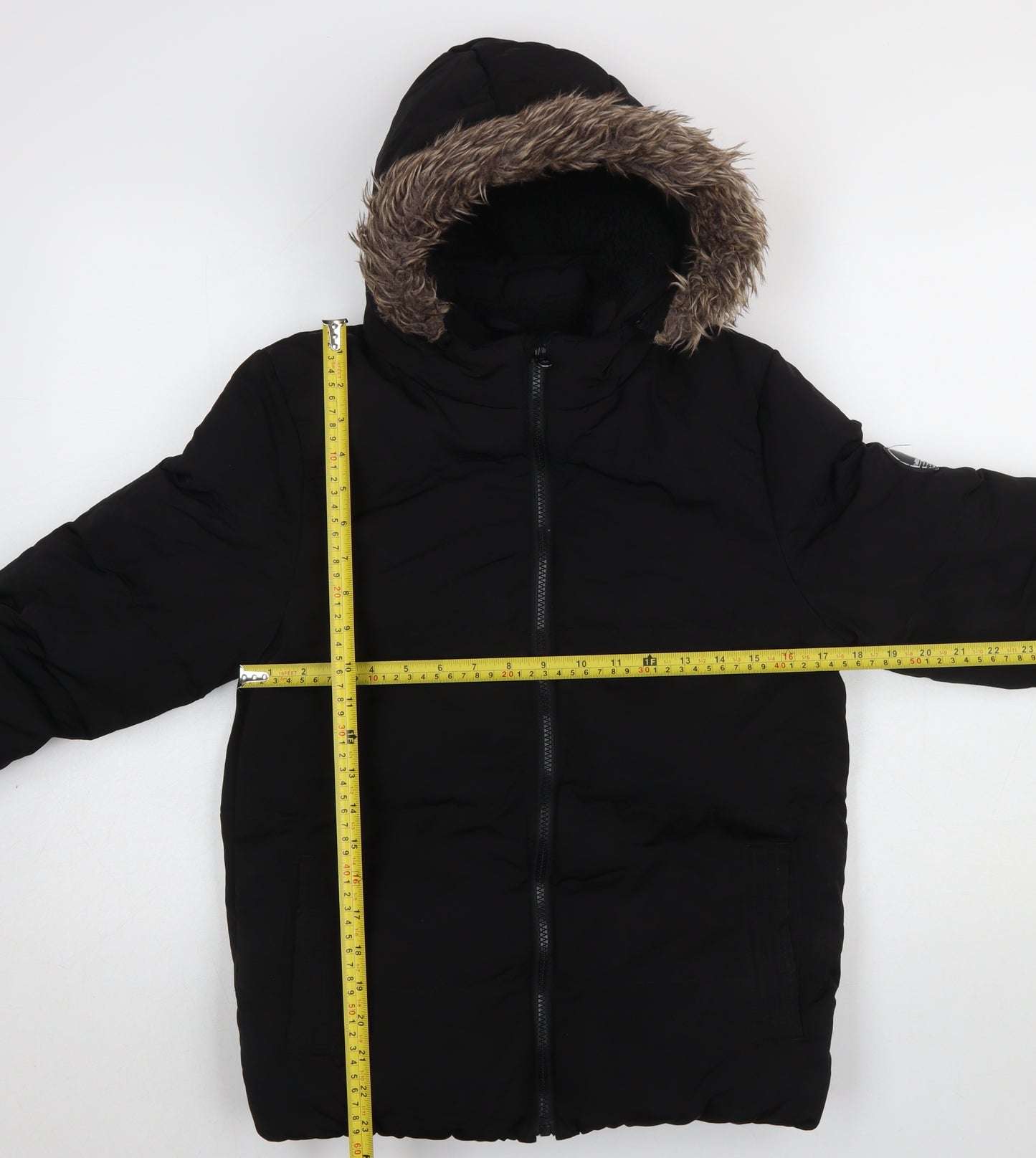 SoulCal & Co Boys Black Hooded Puffer Jacket 11–12 Years Winter Coat