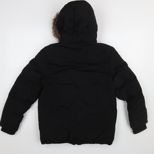 SoulCal & Co Boys Black Hooded Puffer Jacket 11–12 Years Winter Coat