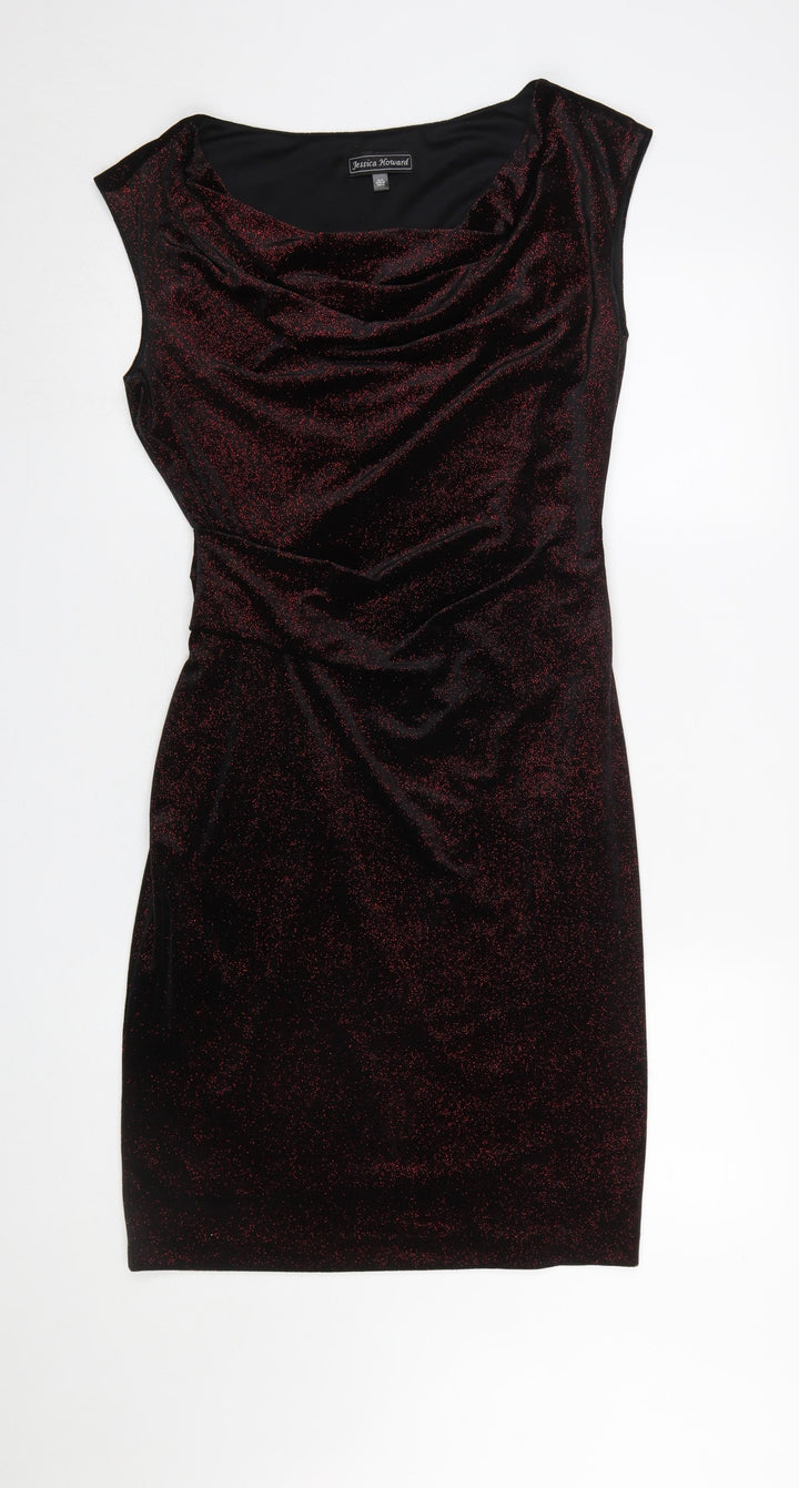 Jessica Howard Women’s Black Glitter Sheath Velvet Dress Size 16