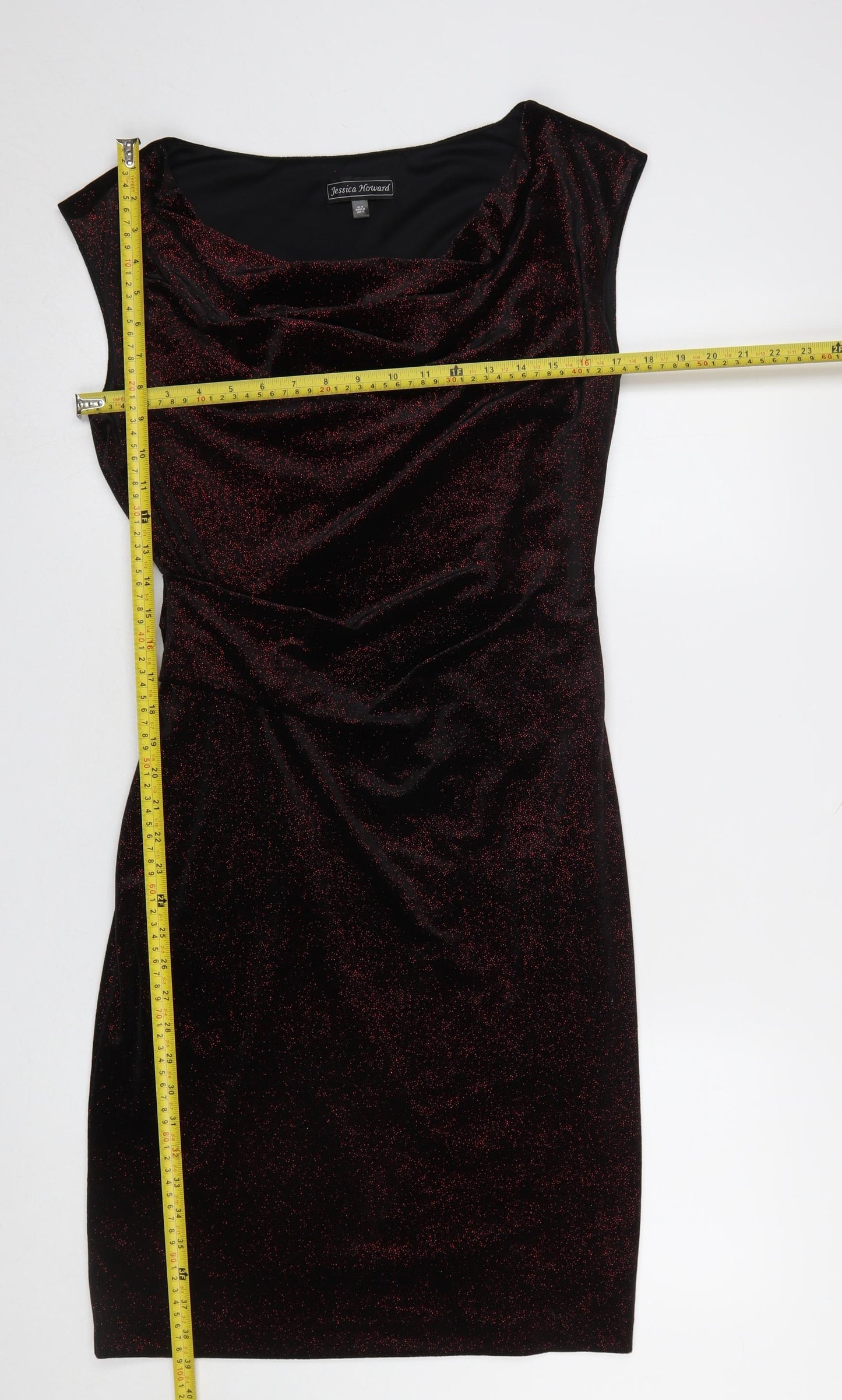 Jessica Howard Women’s Black Glitter Sheath Velvet Dress Size 16
