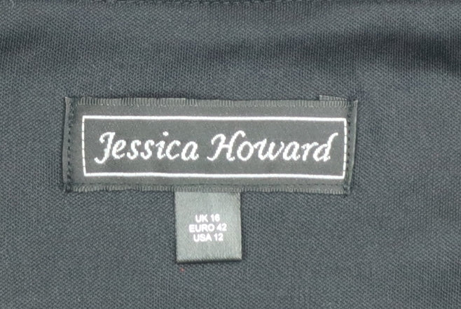 Jessica Howard Women’s Black Glitter Sheath Velvet Dress Size 16