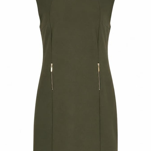 Sabrina Diamanti Women Green Sheath Knee Length Dress L Zip Accent