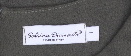 Sabrina Diamanti Women Green Sheath Knee Length Dress L Zip Accent