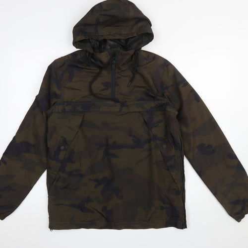 Brave Soul Men's Green Camouflage Hooded Anorak Jacket Size S