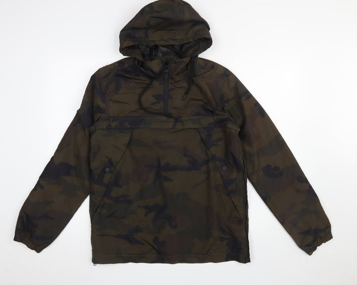 Brave Soul Men's Green Camouflage Hooded Anorak Jacket Size S