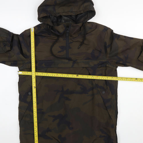 Brave Soul Men's Green Camouflage Hooded Anorak Jacket Size S