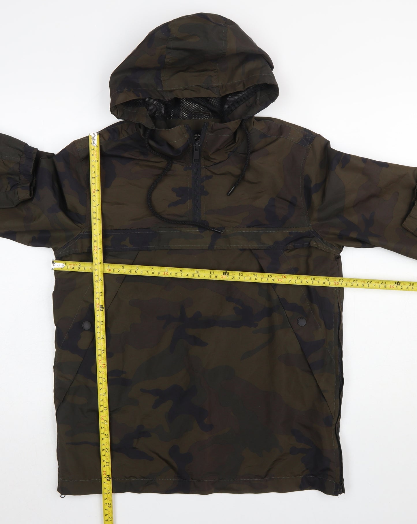 Brave Soul Men's Green Camouflage Hooded Anorak Jacket Size S