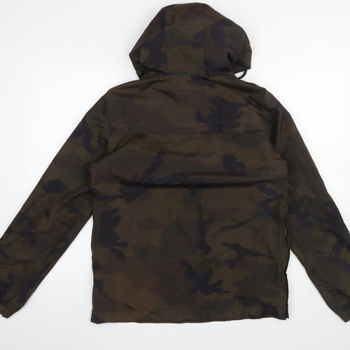 Brave Soul Men's Green Camouflage Hooded Anorak Jacket Size S