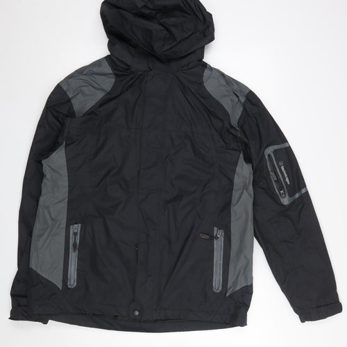 Technolayer Men's Black L Waterproof Windbreaker Jacket Lined Hooded