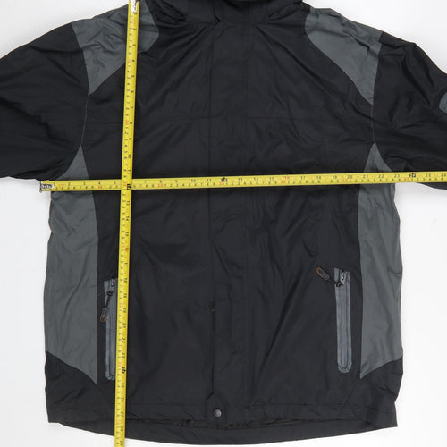 Technolayer Men's Black L Waterproof Windbreaker Jacket Lined Hooded
