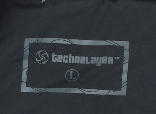 Technolayer Men's Black L Waterproof Windbreaker Jacket Lined Hooded