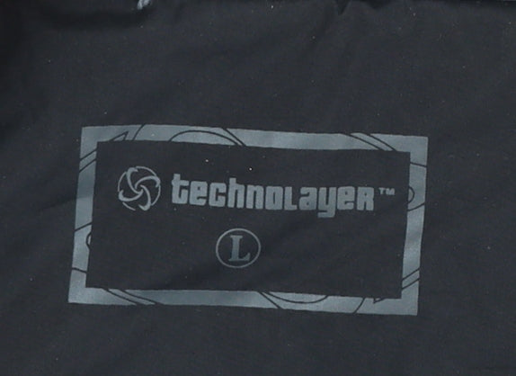 Technolayer Men's Black L Waterproof Windbreaker Jacket Lined Hooded