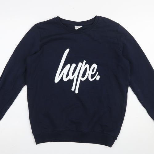 Hype Boys Blue Cotton Logo Pullover Sweatshirt 14 Years