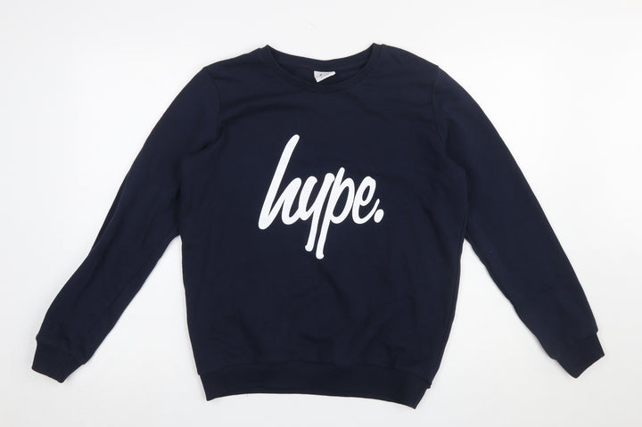 Hype Boys Blue Cotton Logo Pullover Sweatshirt 14 Years