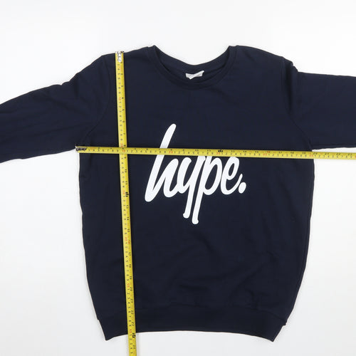 Hype Boys Blue Cotton Logo Pullover Sweatshirt 14 Years