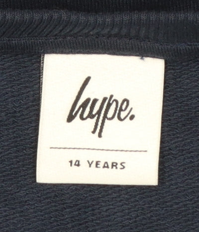 Hype Boys Blue Cotton Logo Pullover Sweatshirt 14 Years