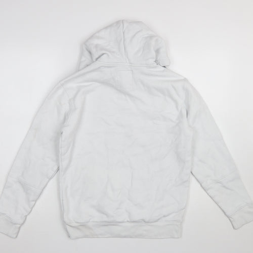 Hollister Boys White Pullover Hoodie Small Logo Graphic Cotton Blend