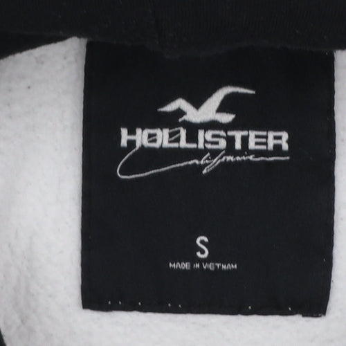 Hollister Boys White Pullover Hoodie Small Logo Graphic Cotton Blend
