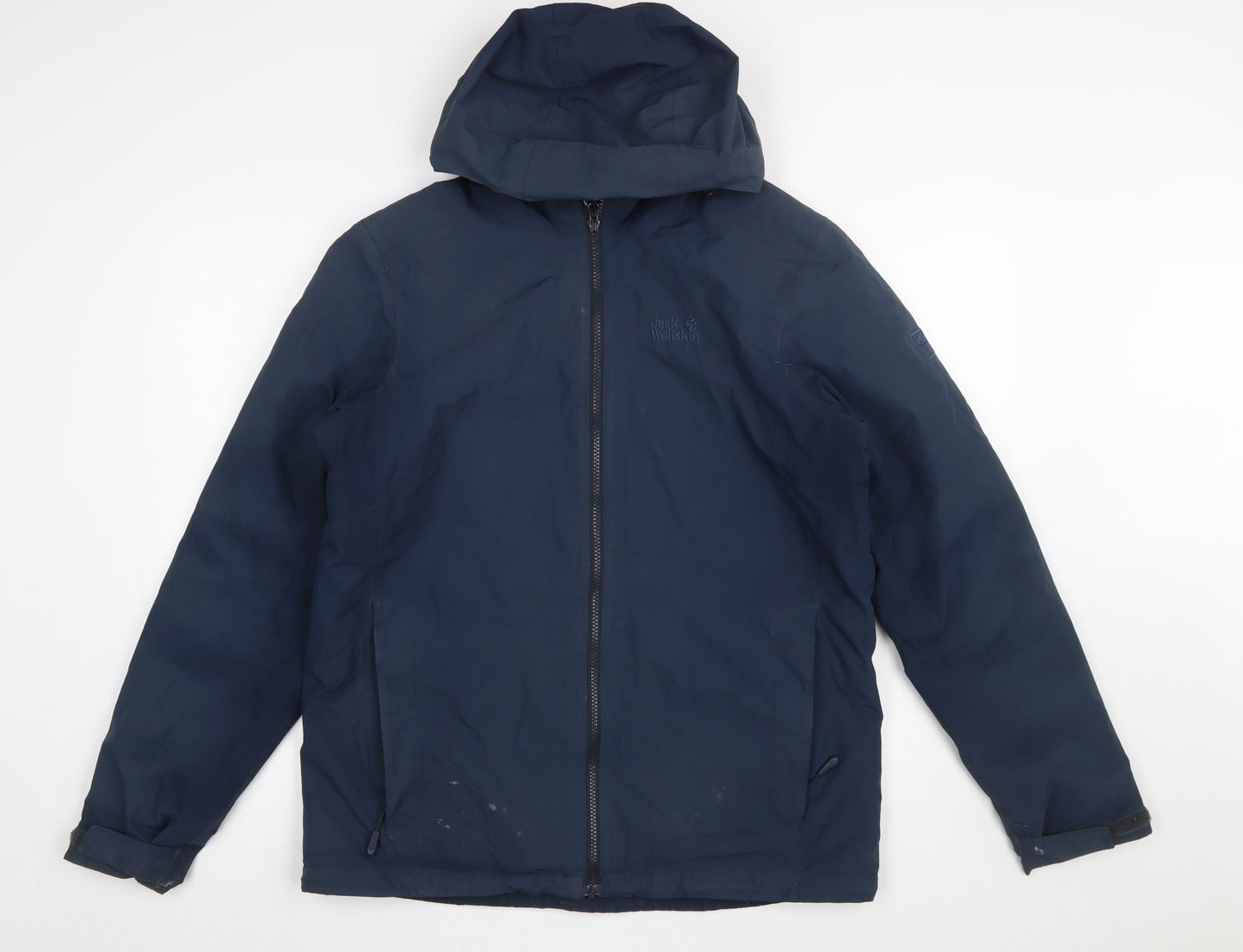 Jack Wolfskin Men's Blue Waterproof Hooded Rain Jacket Size M 40in