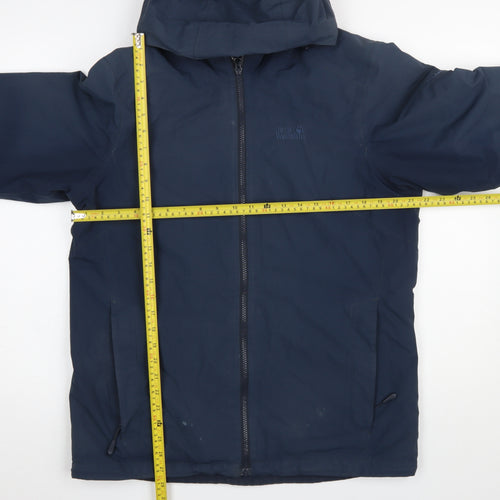 Jack Wolfskin Men's Blue Waterproof Hooded Rain Jacket Size M 40in