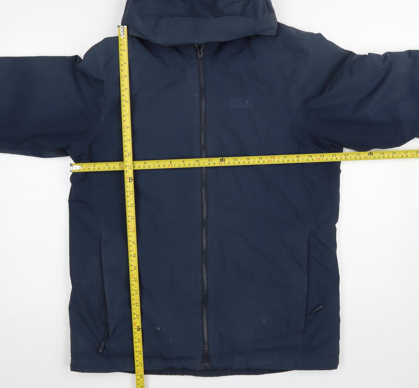 Jack Wolfskin Men's Blue Waterproof Hooded Rain Jacket Size M 40in