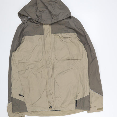 Crivit Men's Beige Waterproof Hooded Outdoor Jacket Size 42 Regular Fit